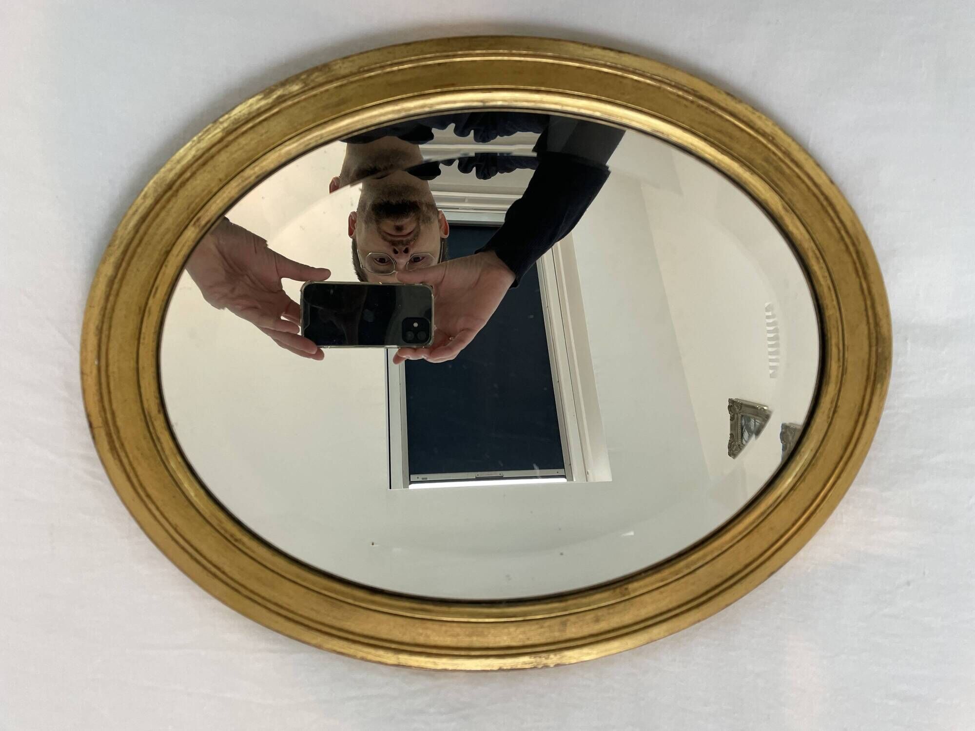 Large wooden mirror - oval - beveled - France - French decoration