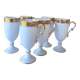 6 tall cups - Empire style - white and gold Limoges porcelain