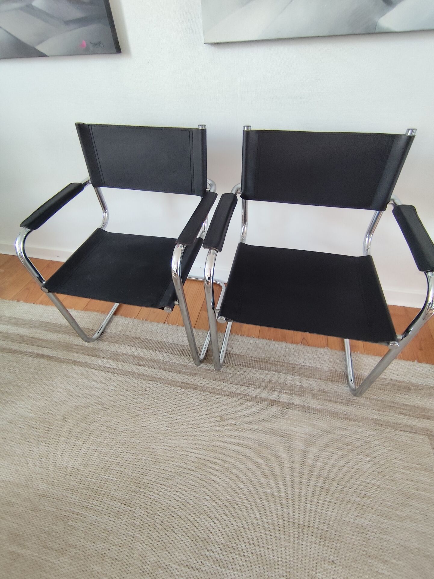 Set of 4 chrome tubular chairs