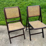 Paire de chaises pliantes , cannage , 70’