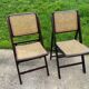Pair of folding chairs, cane, 70s