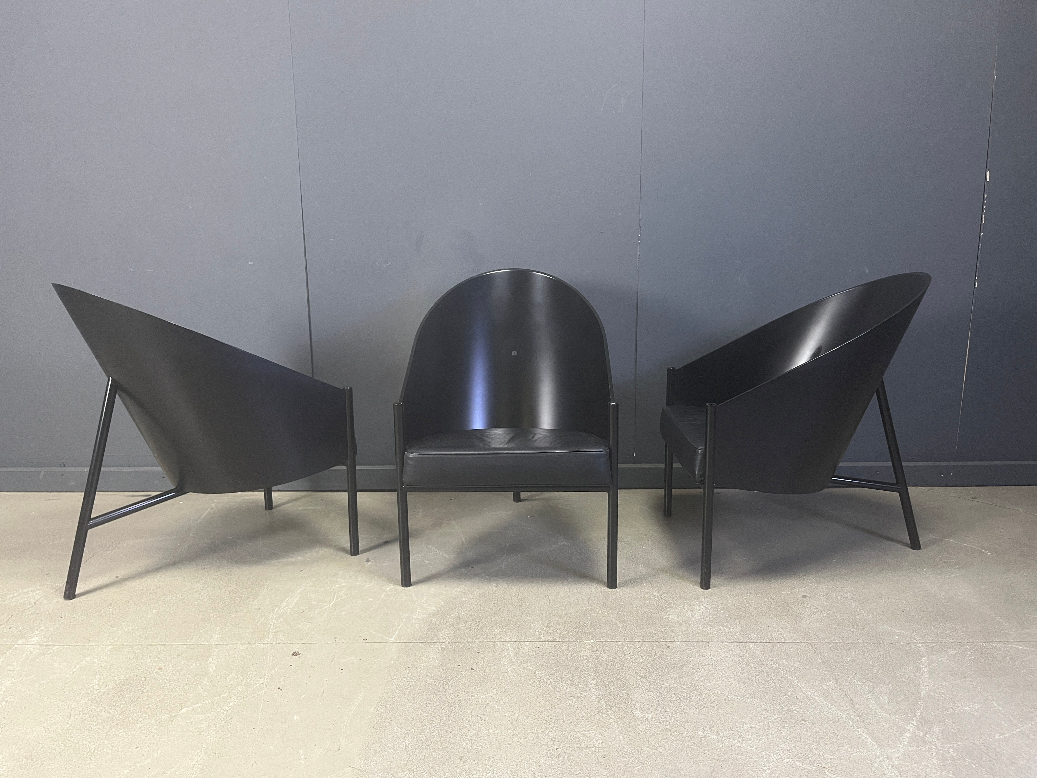 Ensemble de 3 chaises vintage Pratfall par Philippe Starck pour Driade, 1982