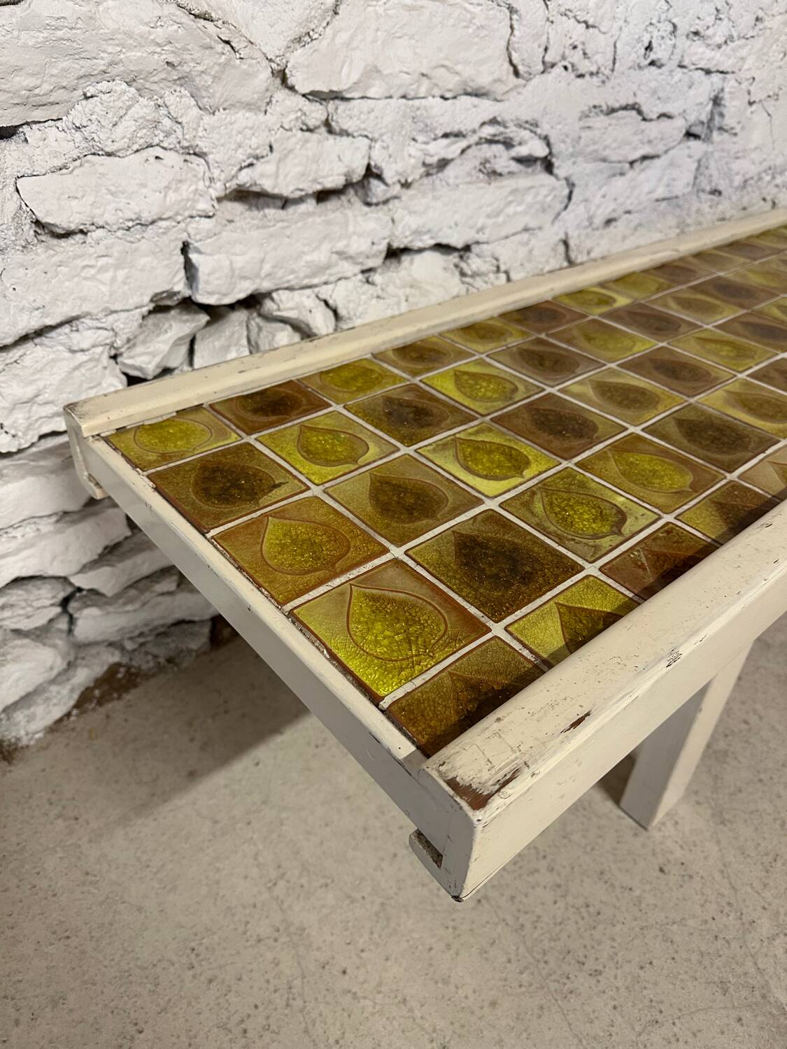 Vintage wood and ceramic coffee table