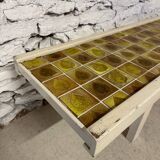Table basse en bois et céramique vintage