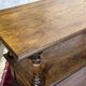 English oak bank safe from the 1930s that can serve as a console.