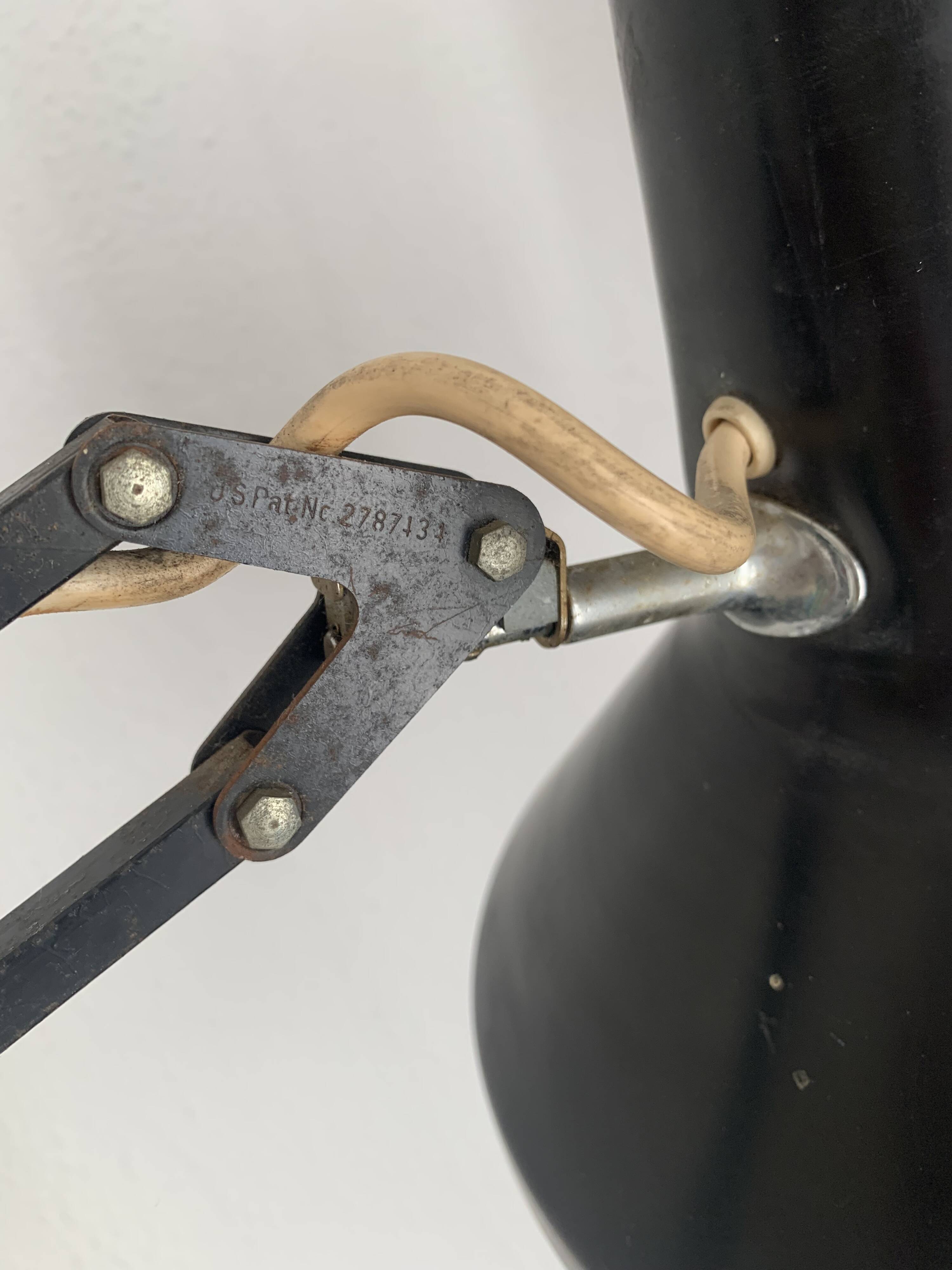 Vintage 1960s architect lamp Luxo L1 black mid-century design - 80 cm