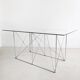 Folding steel and glass dining table by Max Sauze 1970s