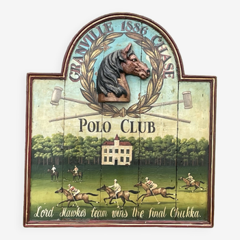 Granville 1886 Chase Polo Club" painting on wood plank panel.