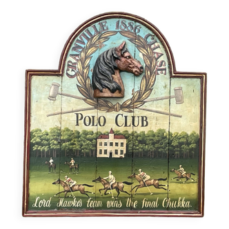 Granville 1886 Chase Polo Club" painting on wood plank panel.