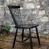 Chaise scandinave Sven Erik Fryklund pour HagaFors bois noirci 1950