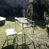Vintage dressing table and golden metal stool