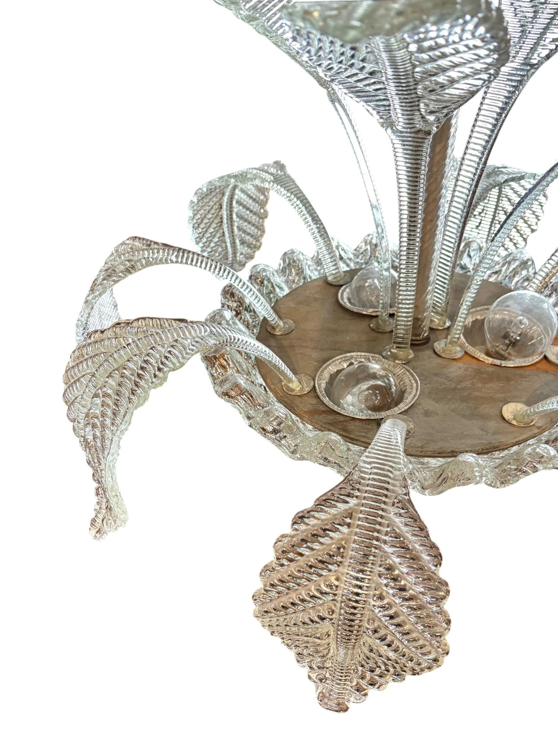 4-light glass chandelier attributed to Murano, 20th century