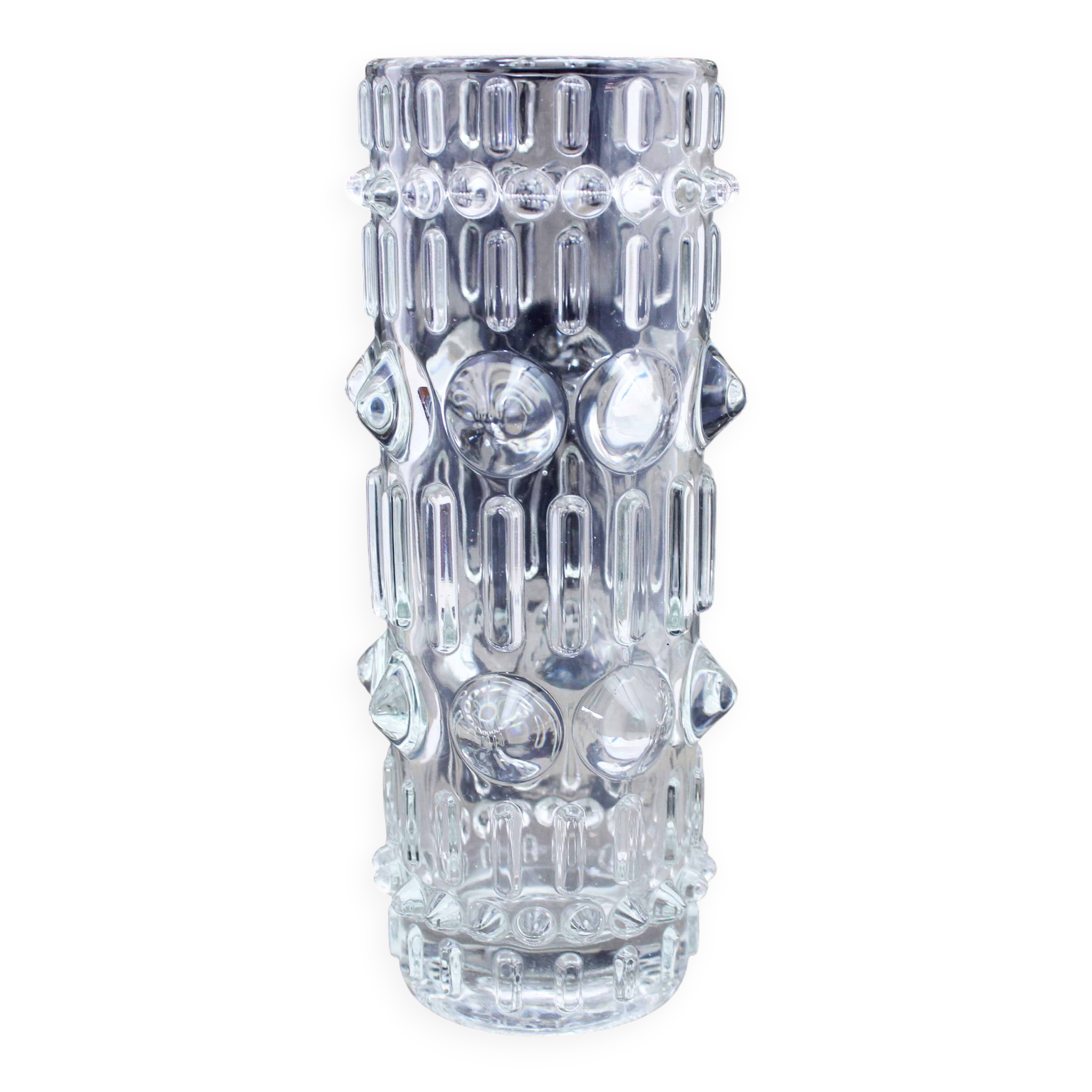 Vintage moulded glass vase Sklo Union 1970