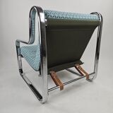 Set of 2 Italian chairs in chrome frame and completely reupholstered