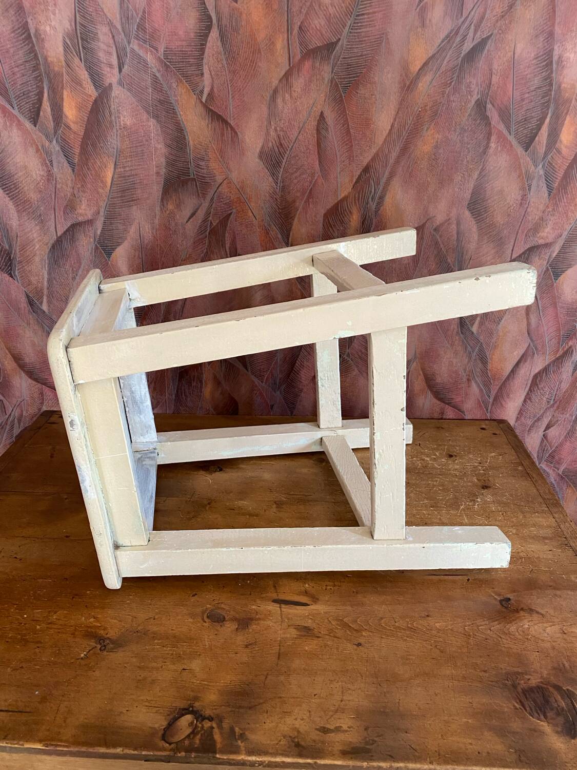 Vintage stool 1950/1960, rustic wooden stool, old workshop chair, kitchen, Shabby style.