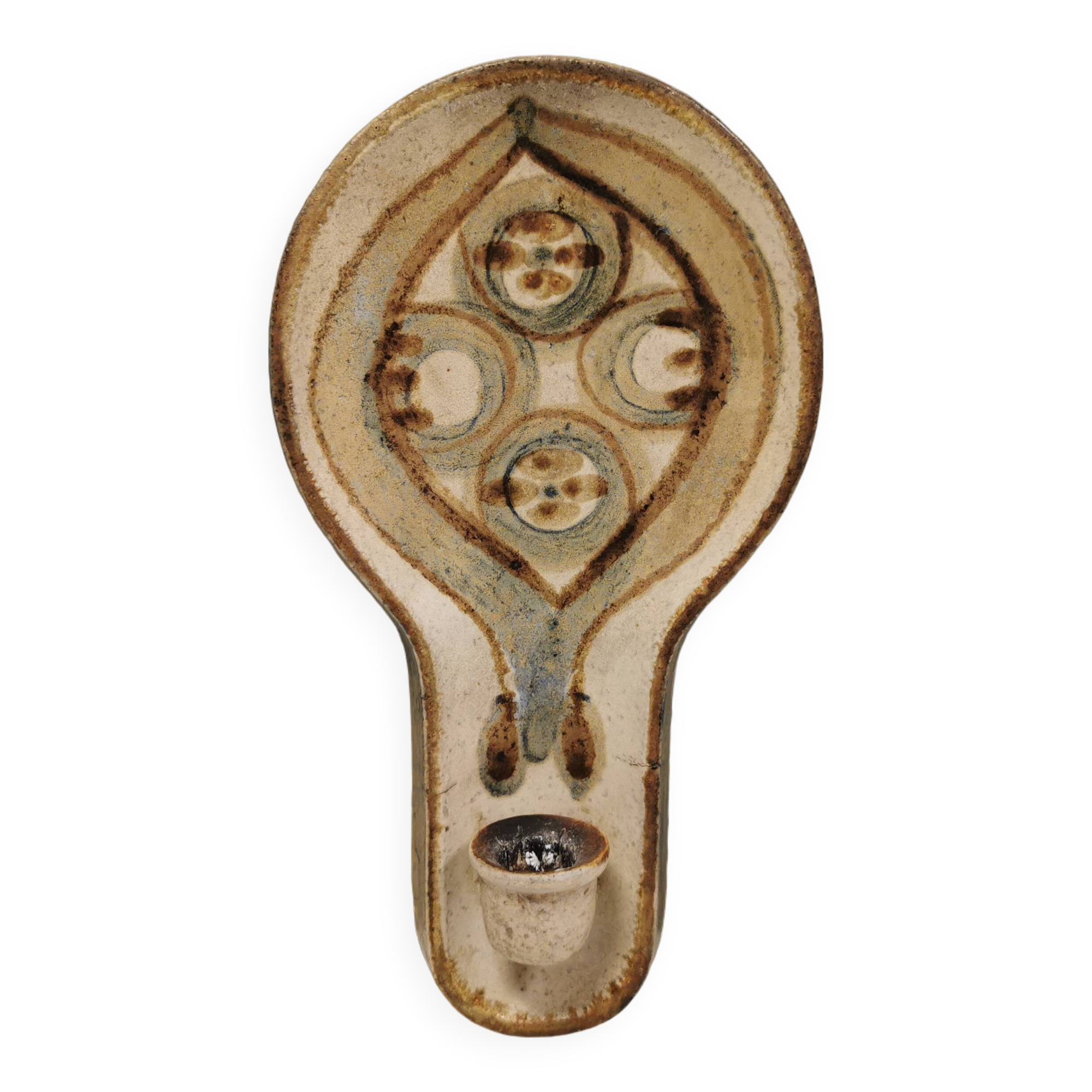 Wall-hung candle holder from Danish Søholm ceramics 1970s.