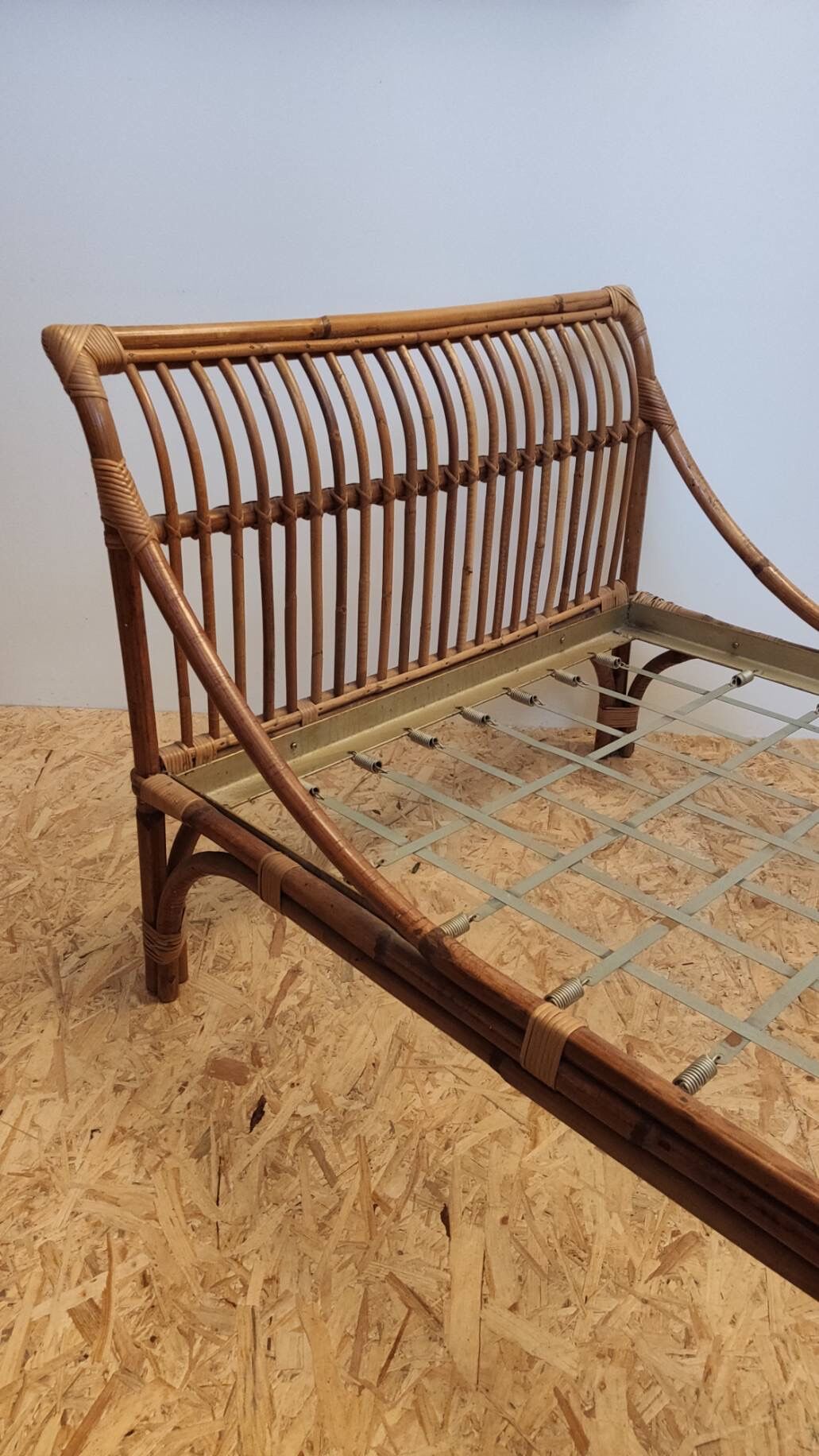 Vintage rattan bench 1960