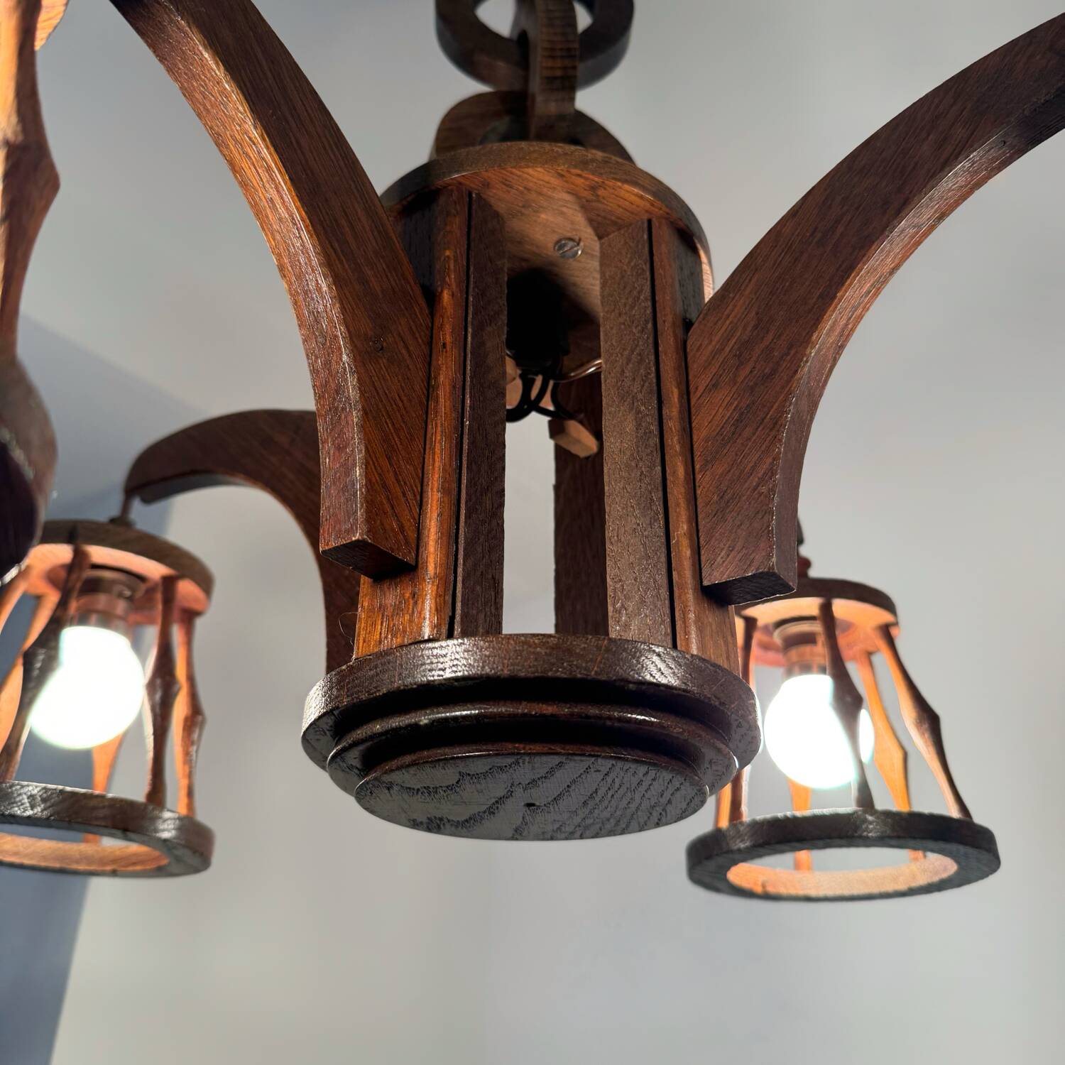 50s wooden chandelier