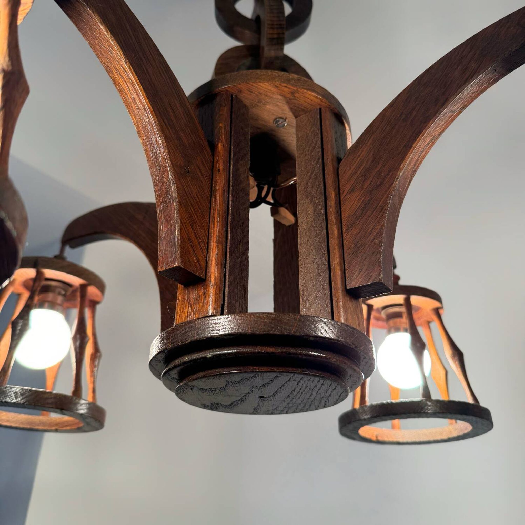 50s wooden chandelier