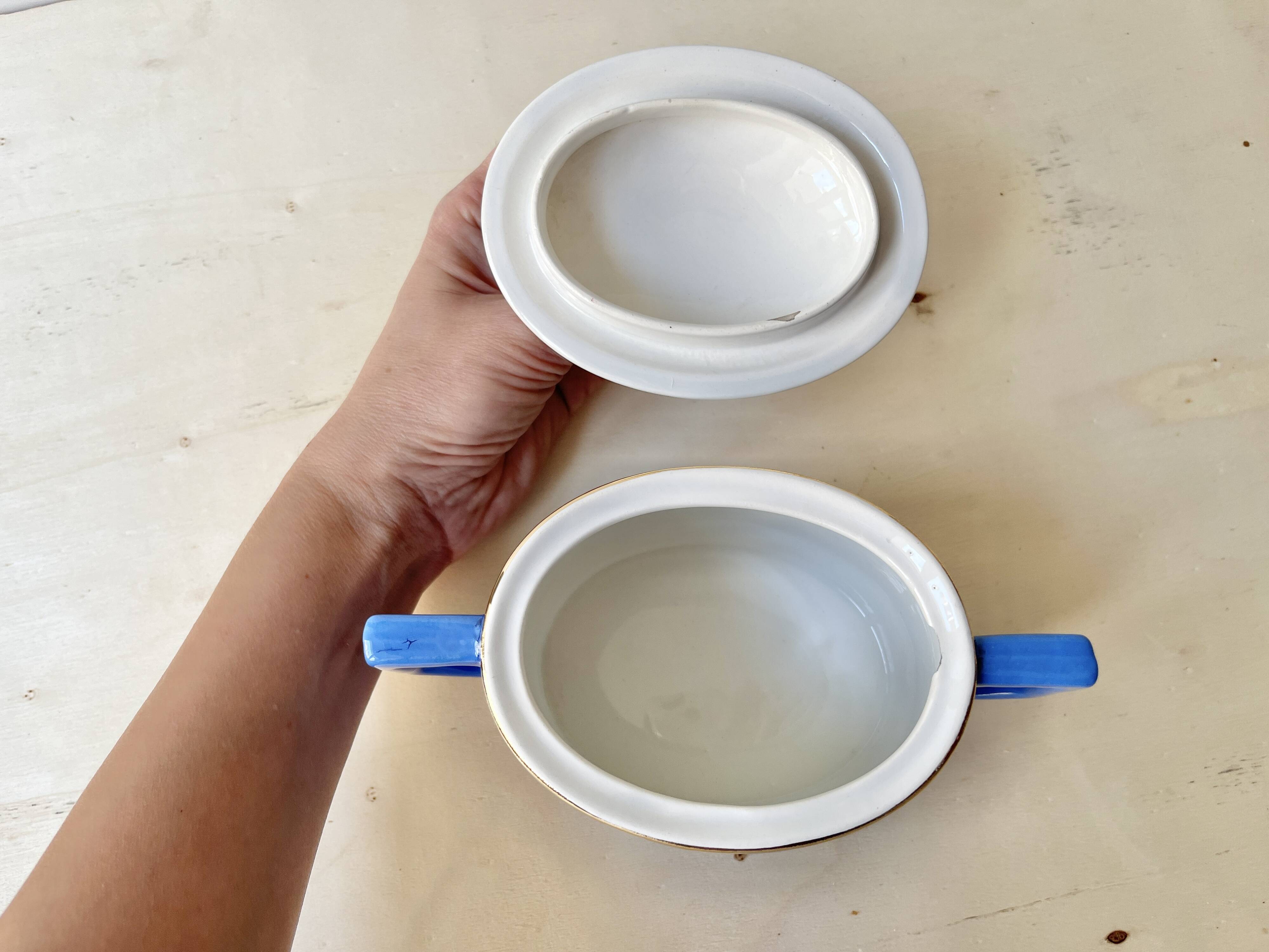 Fox trott sugar bowl from sarreguemines, 1930s, vintage art deco earthenware