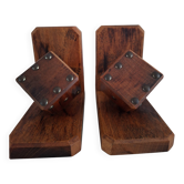Pair of bookends with wooden dice