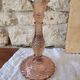 Bougeoir ancien en verre rose torsadé – vintage