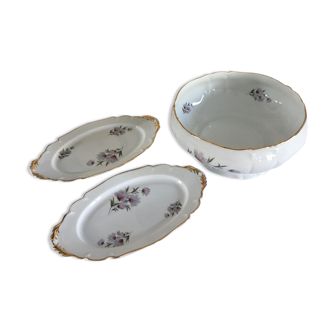 Ensemble saladier et raviers en porcelaine de Limoges