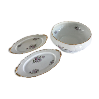 Limoges porcelain bowl and ravine set