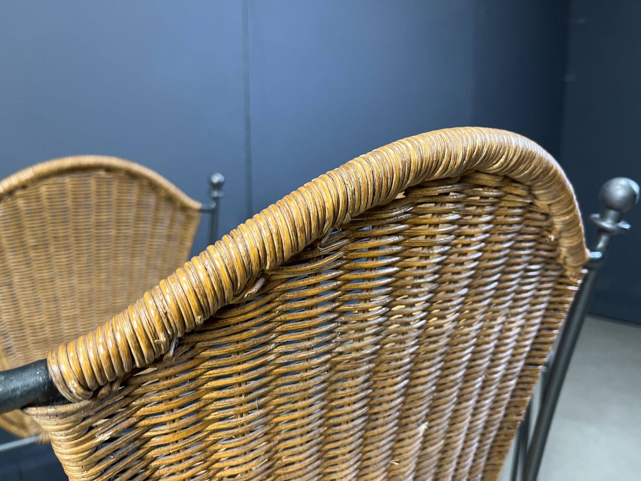 Wicker chairs by Frederick Weinberg, 1960s, set of 7