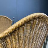 Wicker chairs by Frederick Weinberg, 1960s, set of 7