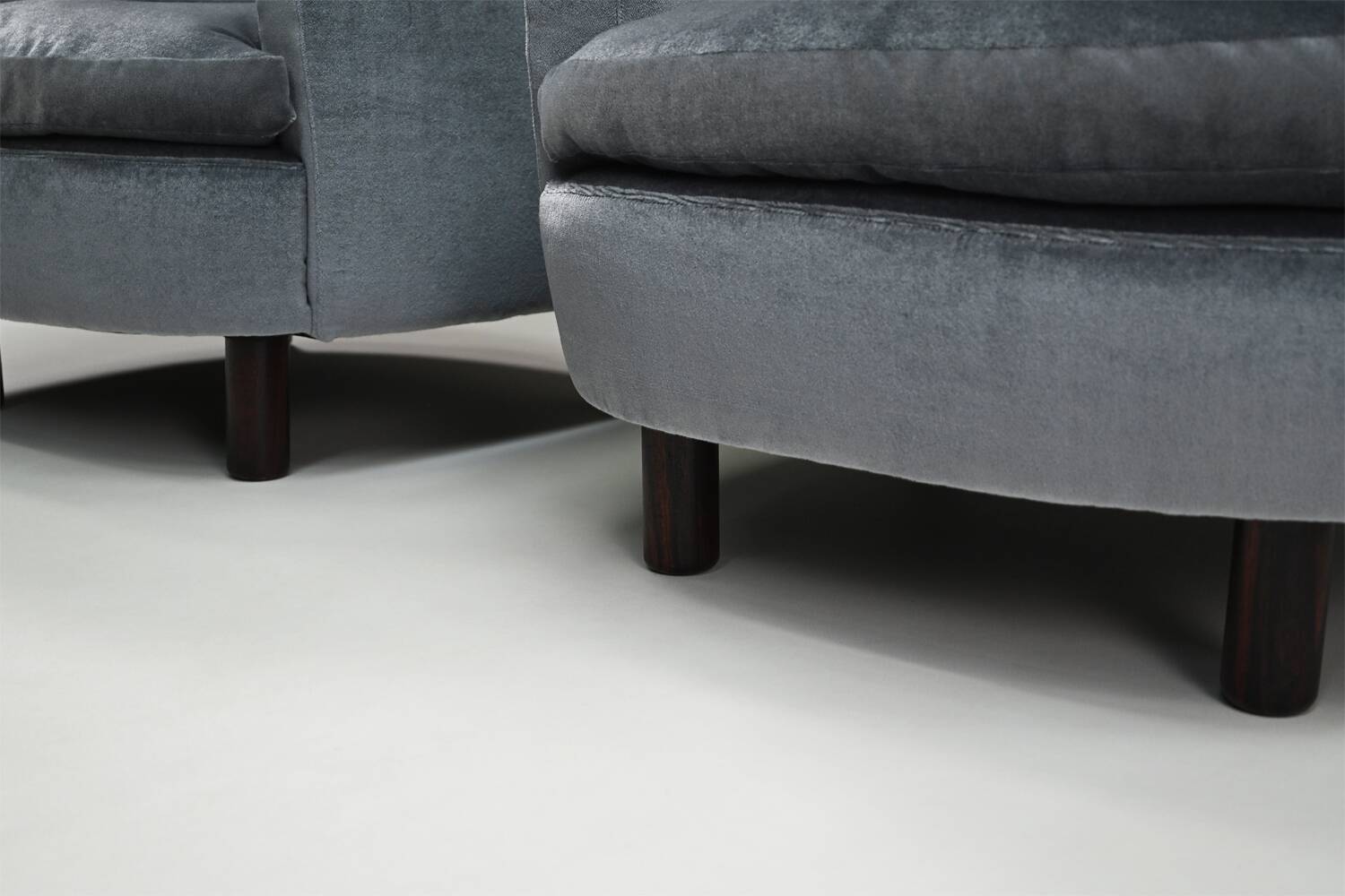 Set of 2 ice blue Mohair lounge chairs, 1950s Italy.