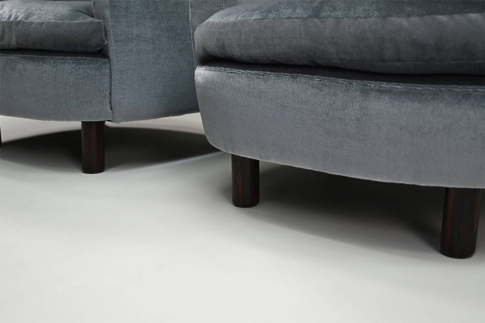 Set of 2 ice blue Mohair lounge chairs, 1950s Italy.