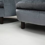 Set of 2 ice blue Mohair lounge chairs, 1950s Italy.