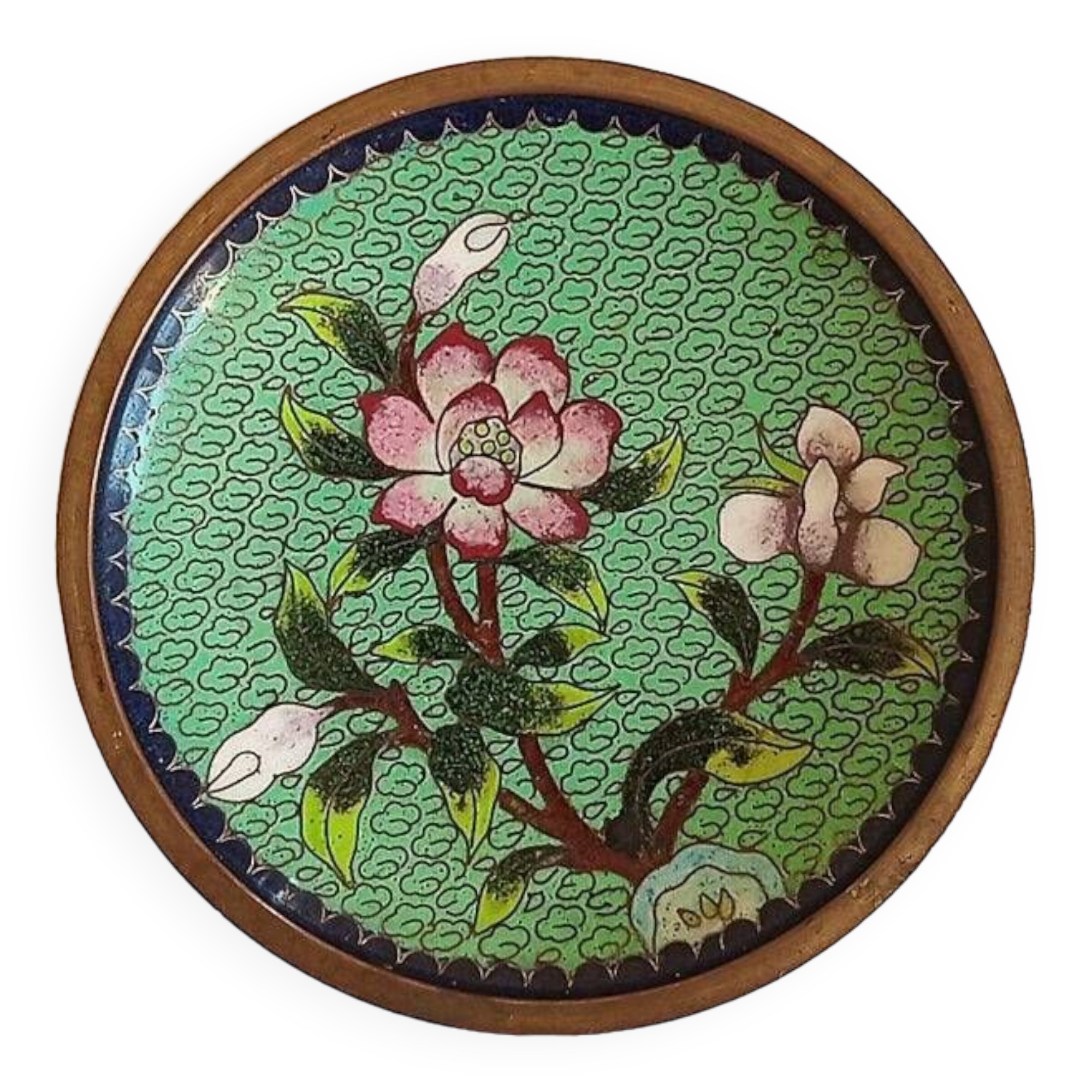 Spelter cup with flower decoration