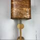 Midcentury Italian sculptural large table lamp with wood veneer shade