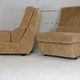 Pair of armchairs "Space Age", foam and velvet "honey", France, circa 1970