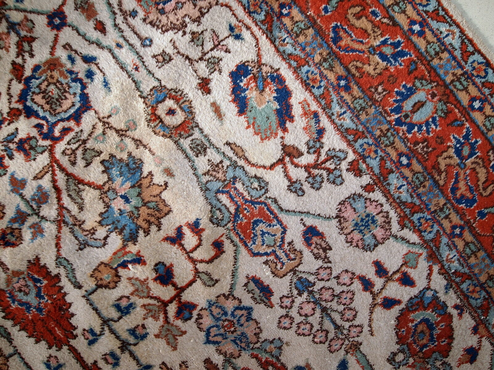 Carpet vintage Persian Mashad done hand 210x334cm 1950 s