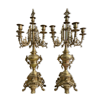 Paire de chandeliers candélabres style louis xv