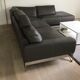 Grey leather corner sofa Roche Bobois, removable.