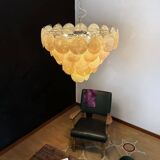 Vintage Murano Chandelier - 57 iridescent golden alabaster glasses
