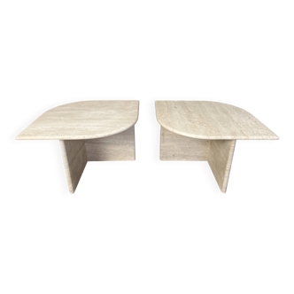Pair of vintage travertine coffee tables or side tables, 1970s