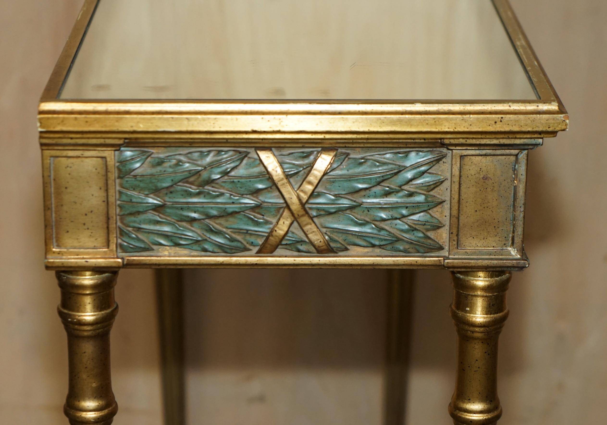 Italian vintage console with a glass mirror top.