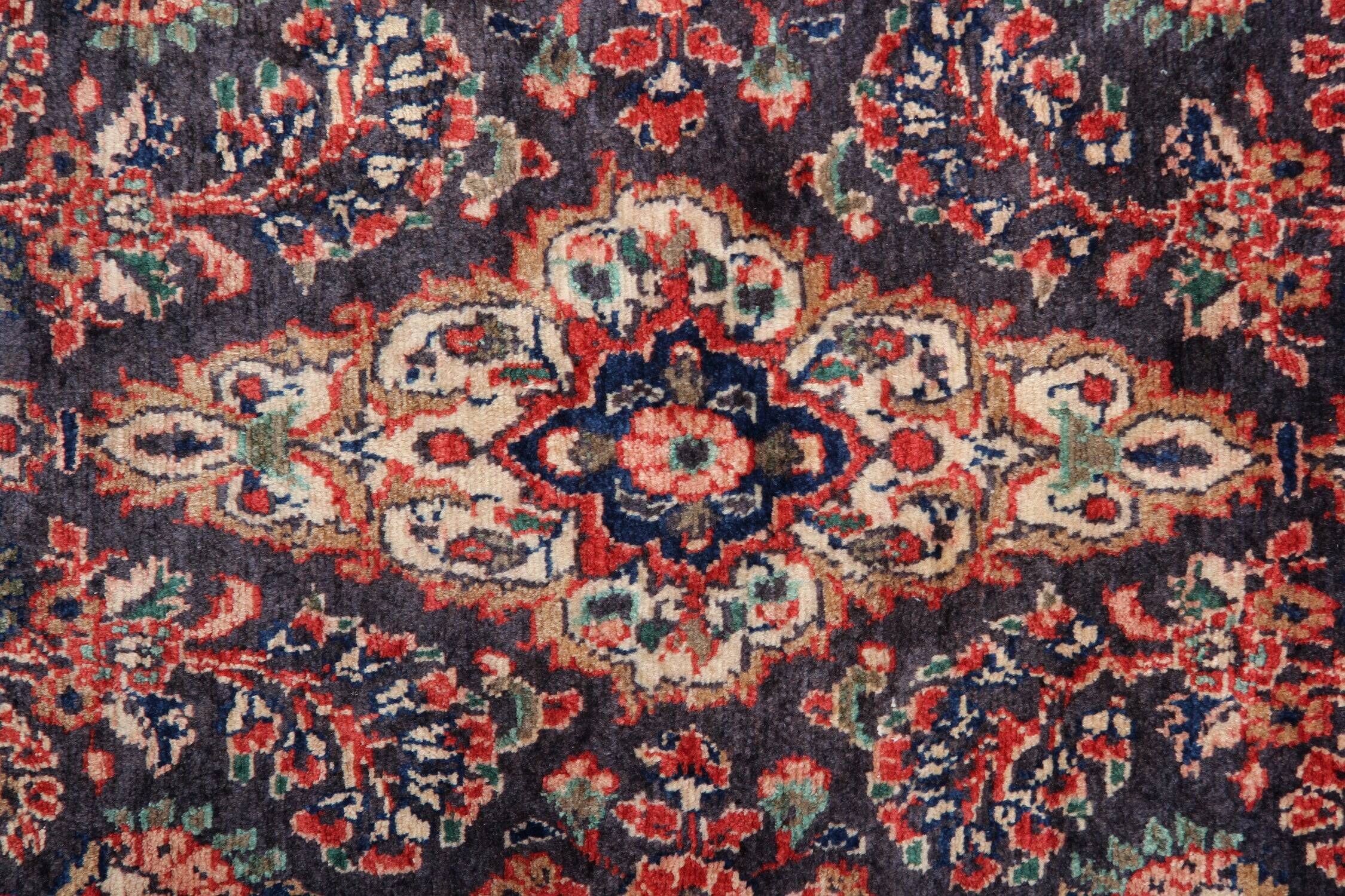 Long Vintage Oriental Runner Rug, Herati Wool Handwoven Hallway Carpet, 85 x 365