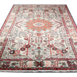 Oriental medallion area rug handmade cream wool carpet 200x300cm