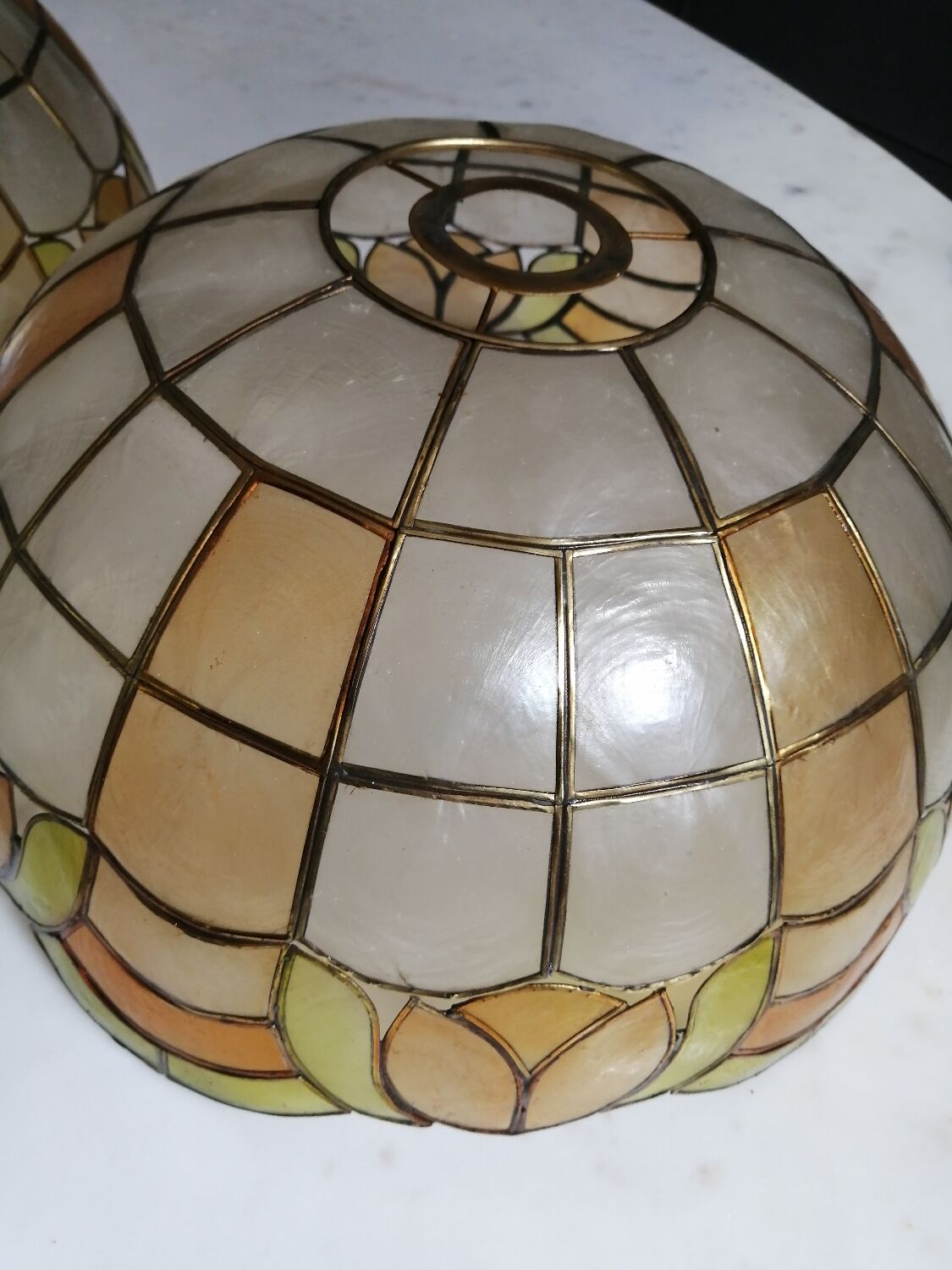 Pair of mother-of-pearl lampshades