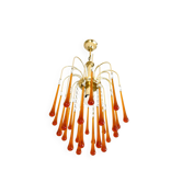 Lustre cascade vintage |  26 gouttes en verre ambré