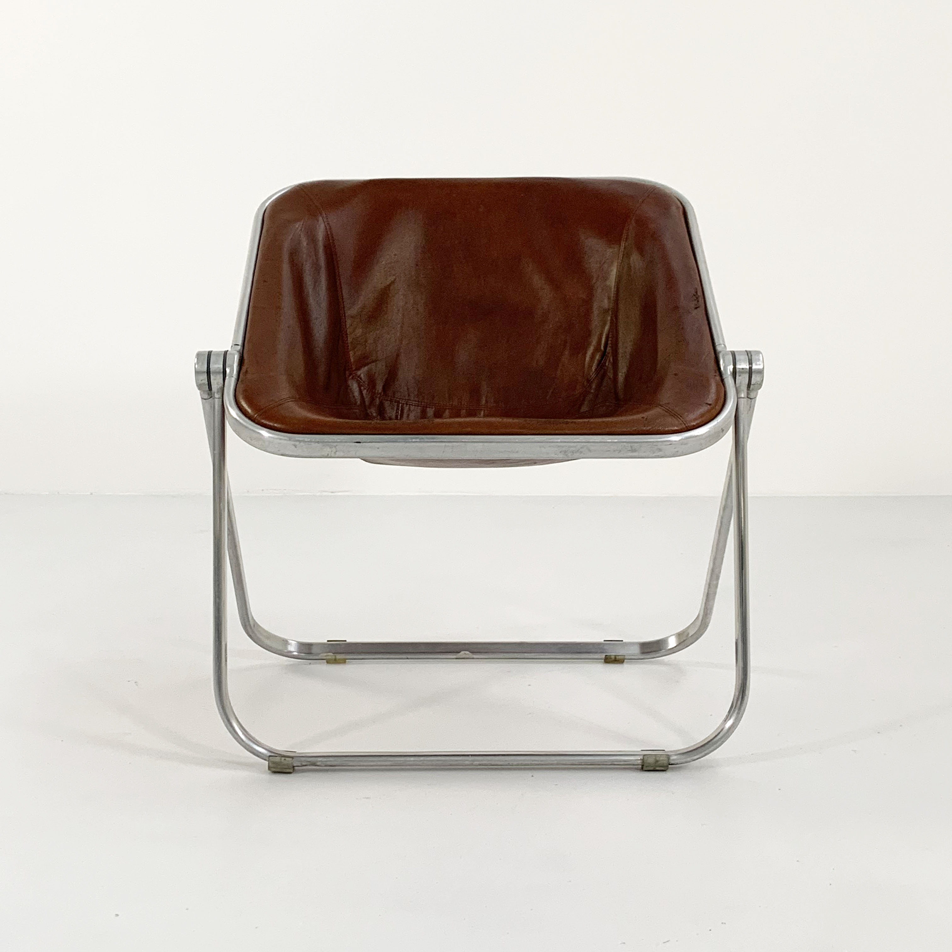 Plona camel leather chair by Giancarlo Piretti for Anonima Castelli, 1970