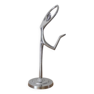 Vintage Metal Ballet Dancer Statue, Abstract Art Design, Aluminum Figurine