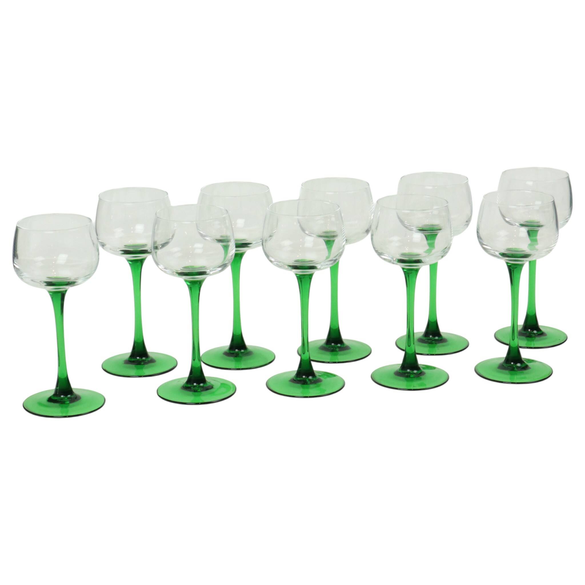 Lot de 10 verres à vin d'Alsace Vintage Luminarc Base Verte