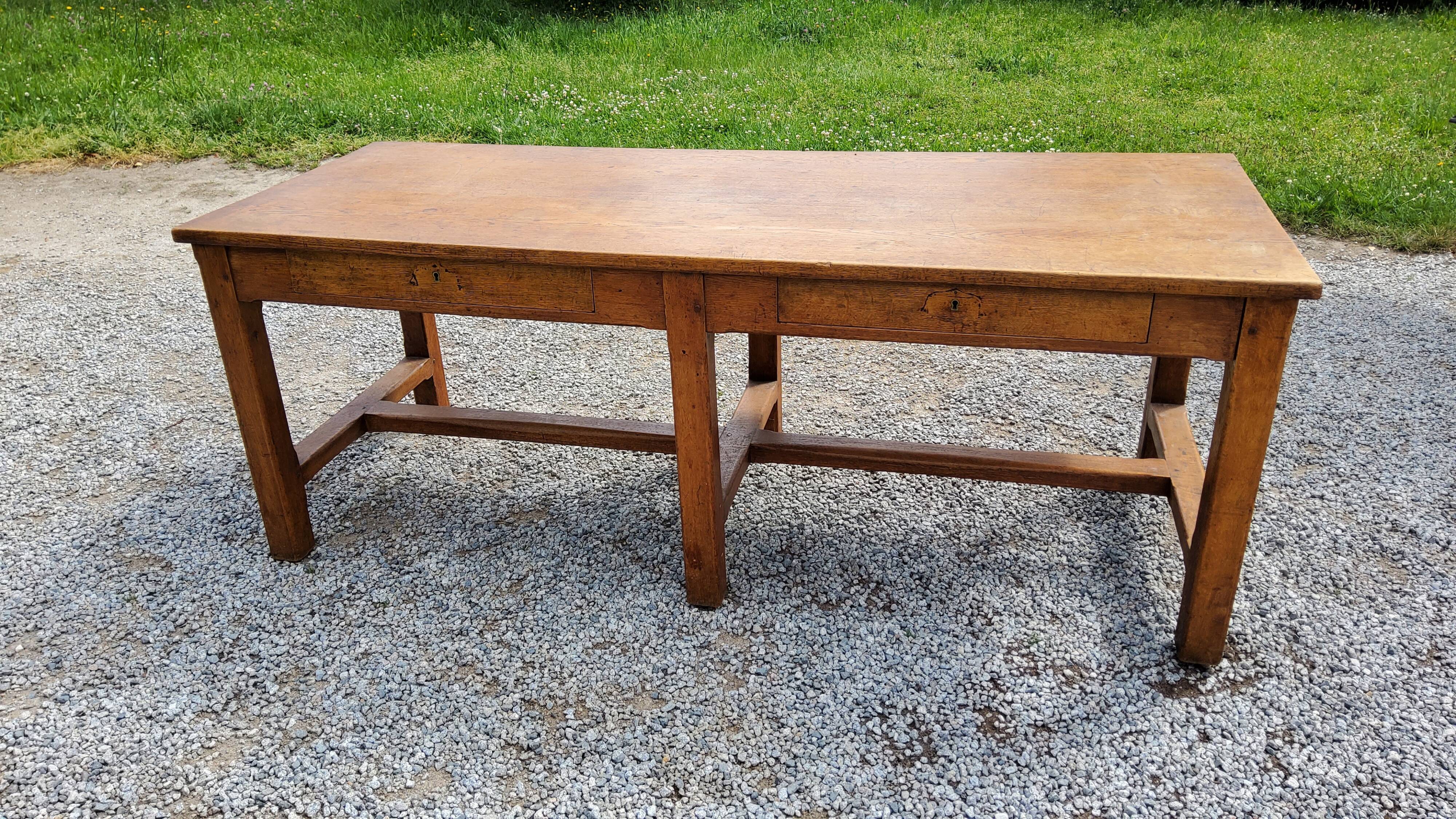 Oak farmhouse table 6 feet 2 drawers 200cm